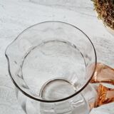 Blown glass pitcher with pink handle