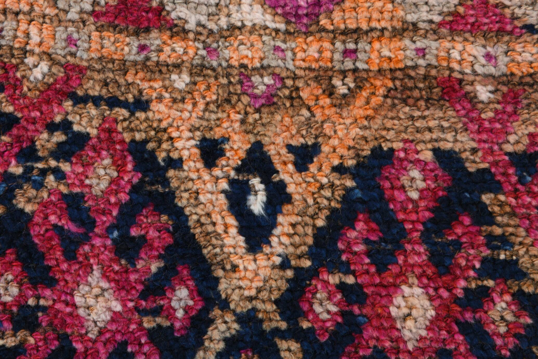 3x12 Red & Navy Blue Oushak Runner Rug, 83x352Cm