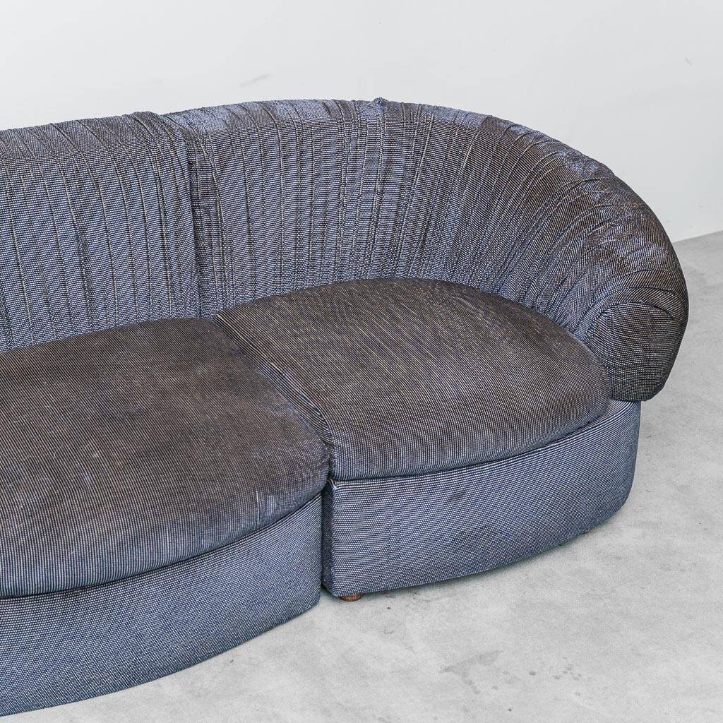 4-seater modular blue fabric sofa 1970s vintage modernism