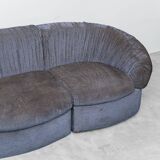 4-seater modular blue fabric sofa 1970s vintage modernism