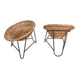 Set of 2 wicker pod chairs from the 60s
