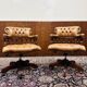 Ensemble de chaises de bureau Chesterfield English Captain Chairs marron
