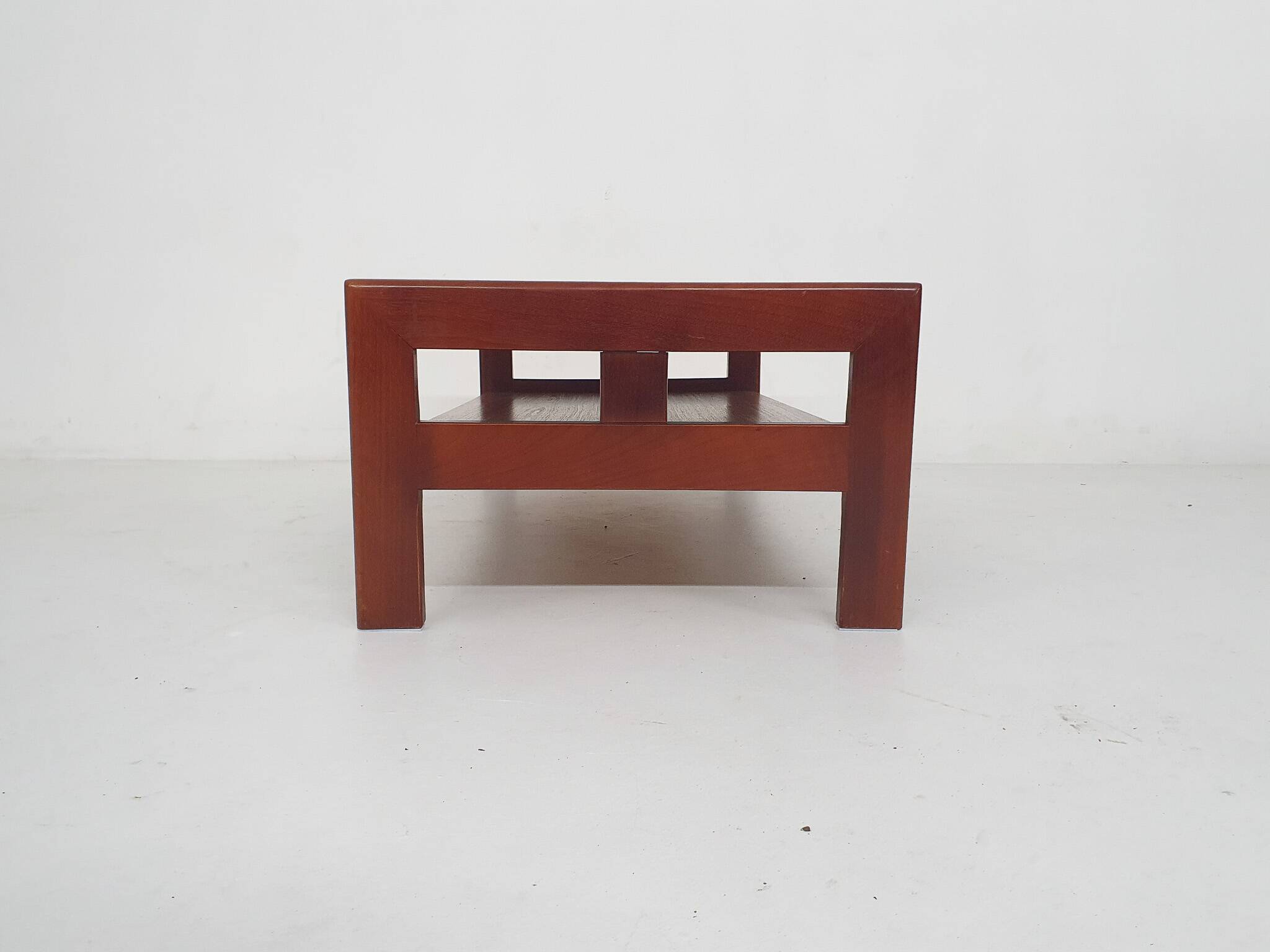 Mid-century coffee table with smoked glass, The Netherlands 1960's