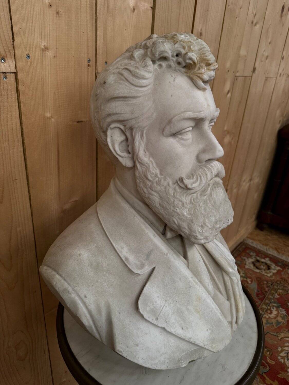 White marble bust of a male portrait – 19th century.