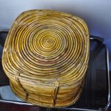 XL basket in rattan and brass, Italy, 1970, 44cm diam