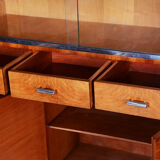Buffet Bauhaus en noyer restauré par Robert Slezak, acier chromé, Tchéquie, années 1930