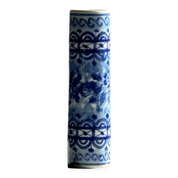Vintage blue and white earthenware soliflore vase from Portugal.