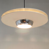 1970's ufo chrome & lacquered metal space age pendant, Italy