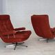 Fauteuil pivotant suédois des années 1970 par Ulferts Sweden, velours de mobilier.