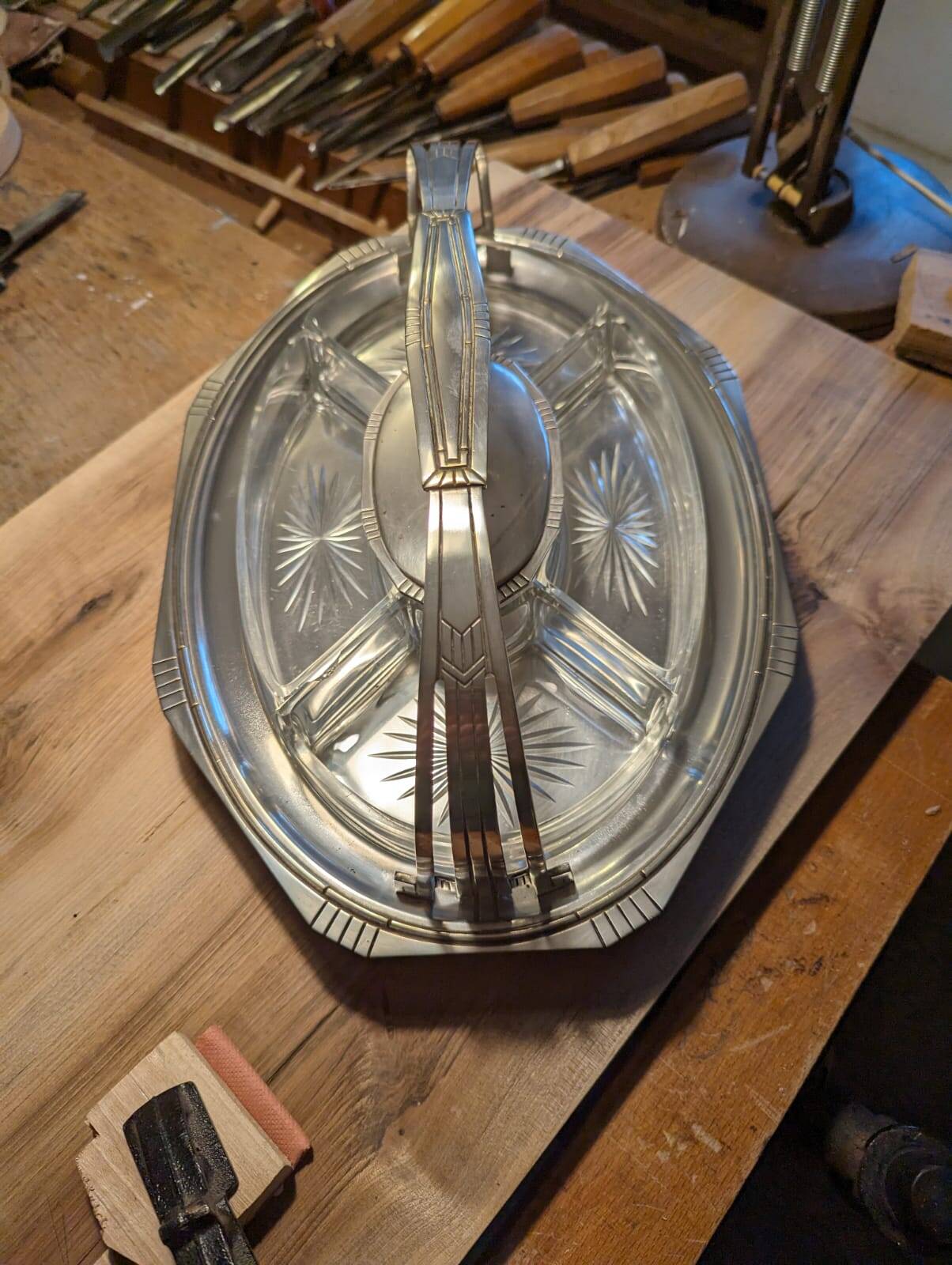 Silver metal aperitif server