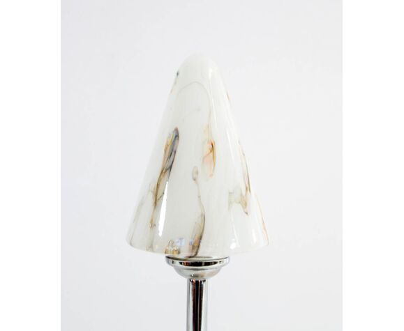 Art Deco Table Lamp In White Marbled Glass Chrome Base 20s Selency Art Deco Table Lamp In White Marbled, Art Deco Lamp Base White