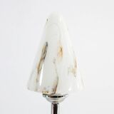 Art deco table lamp in white marbled glass chrome base 20s