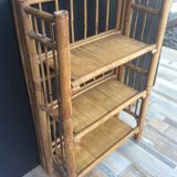 1960s rattan bamboo shelf