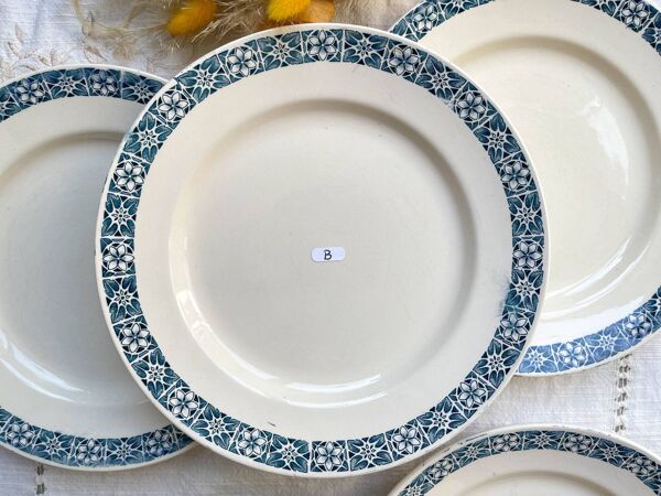 6 Assiettes plates Terre de fer Longchamp modèle René Made in France