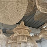 Rattan pendant lamp or light in the shape of an Asian lantern