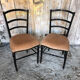 Pair of chairs napoleon 3 black wood & seat velour pink vintage #a196