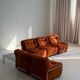 Modular Sofa Incorporated Coffee Table Burnt Orange Velvet