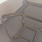 Vintage round dining table in smoked glass and chrome metal