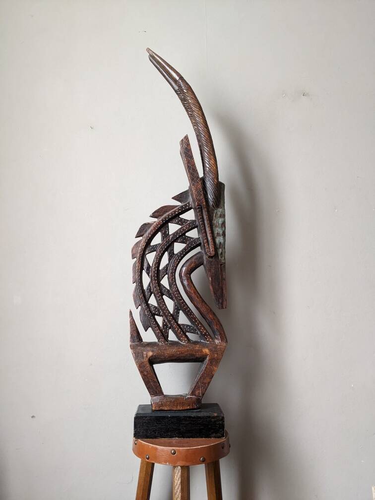 African art oryx wooden handcrafted sculpture ethnic tribal decoration
