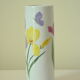 Tubular vase Limoges porcelain bucolic decoration hand painted signed