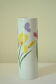 Tubular vase Limoges porcelain bucolic decoration hand painted signed