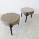 Danish mid century stools on a three-legged wooden frame