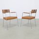 2x Arm Chair in Leather and Stainless steel by Gerard van den Berg, 1990s