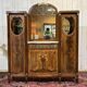 Art Deco buffet in mahogany, oak, and marble top.