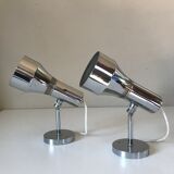 Pair of chrome wall lamps with ball joints design 70 years