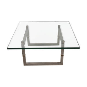 table basse en verre - acier