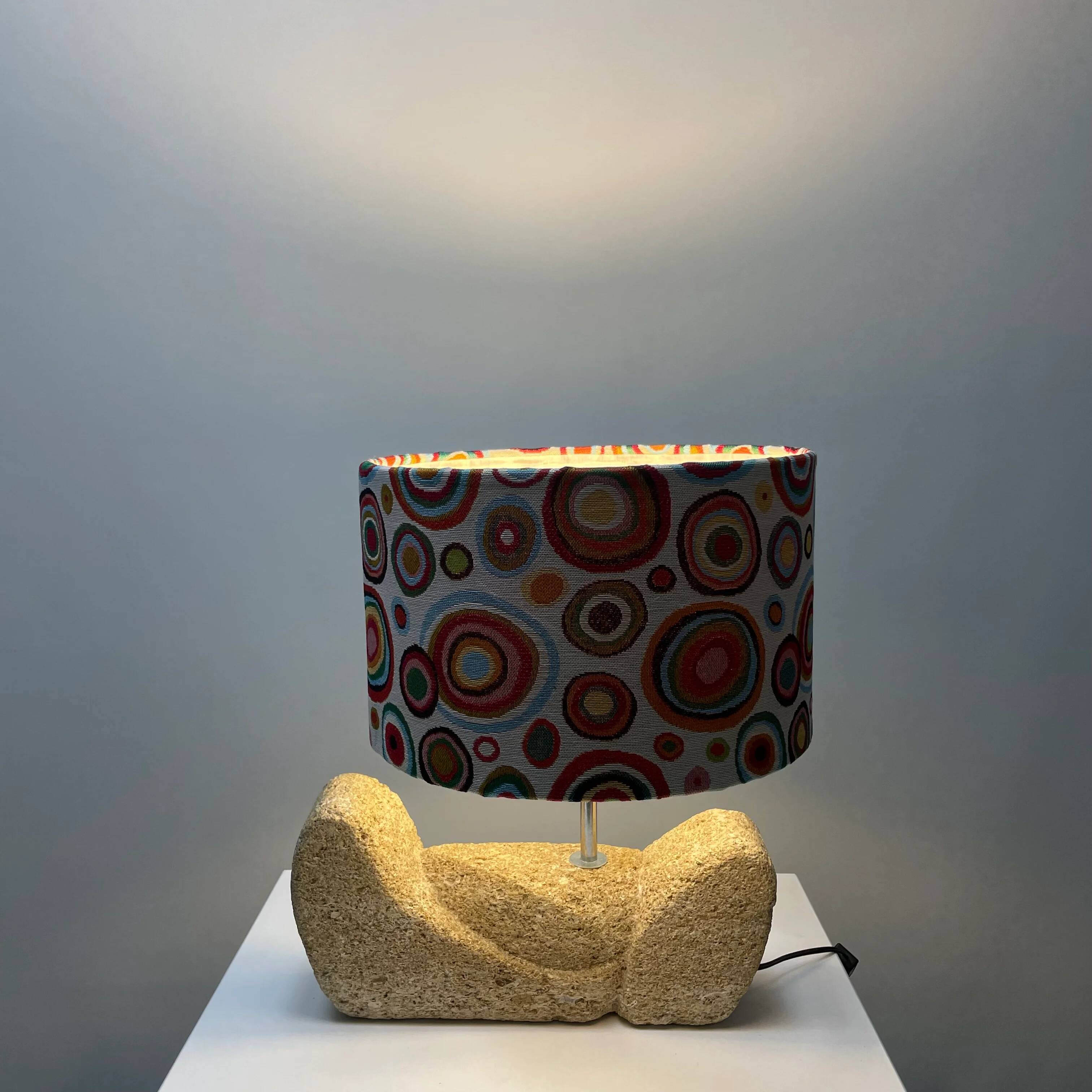 1960s organic French stone table lamp