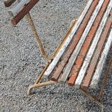 Garden bench with folding wooden slats base tubes from the 50s