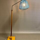 Walnut lamp brass modular rope design 1950