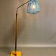 Lampadaire noyer laiton corde modulable design 1950.