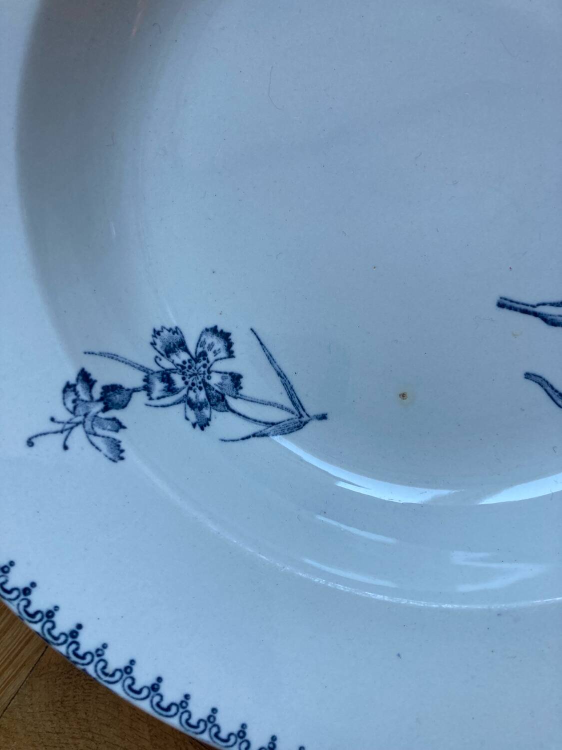 Deep plates Sarreguemines with carnation bouquets