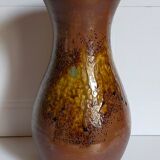 High potter's vase with flared neck with tachist enamel