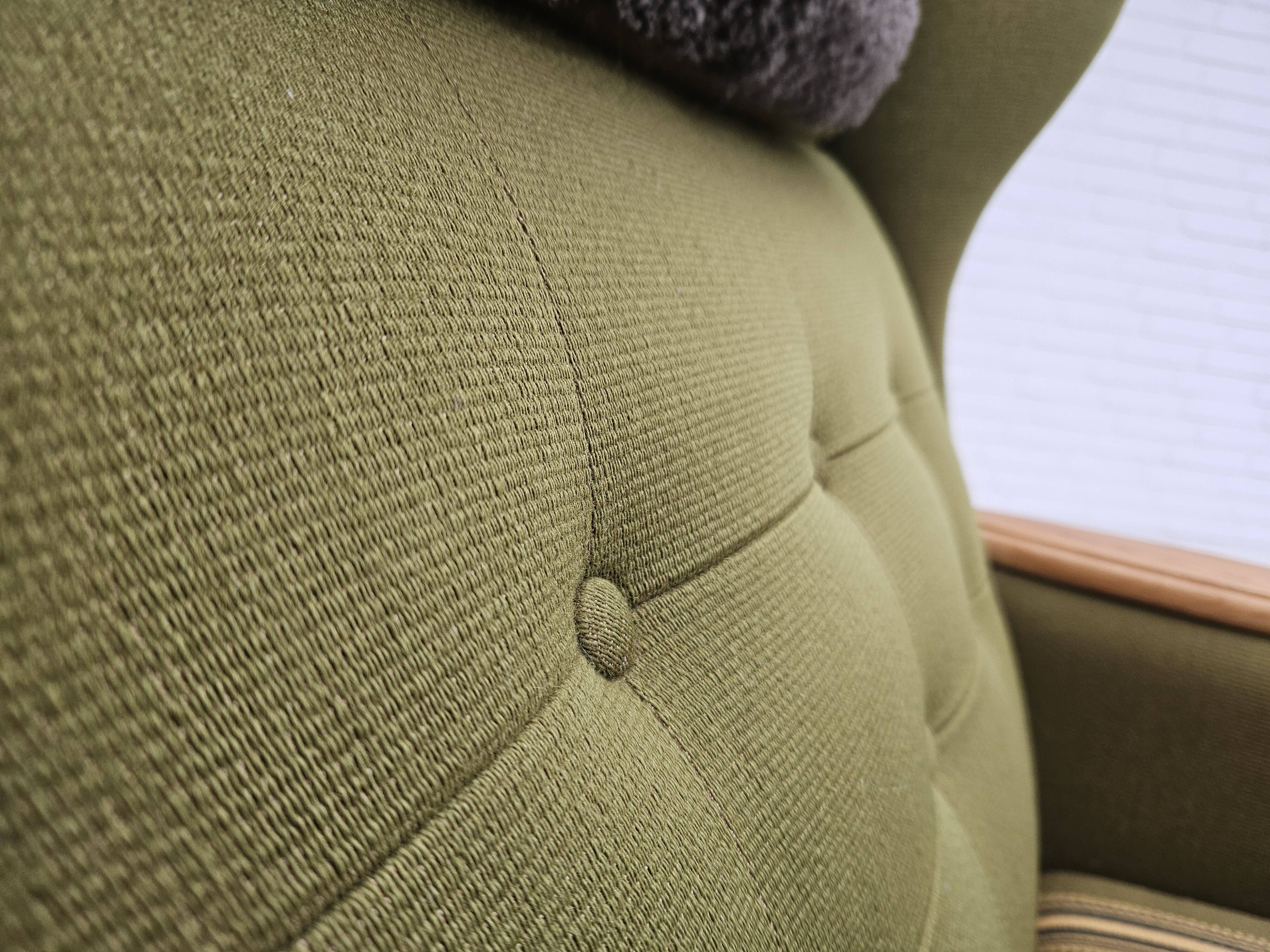 1970s, Danish highback armchair, wool, oak