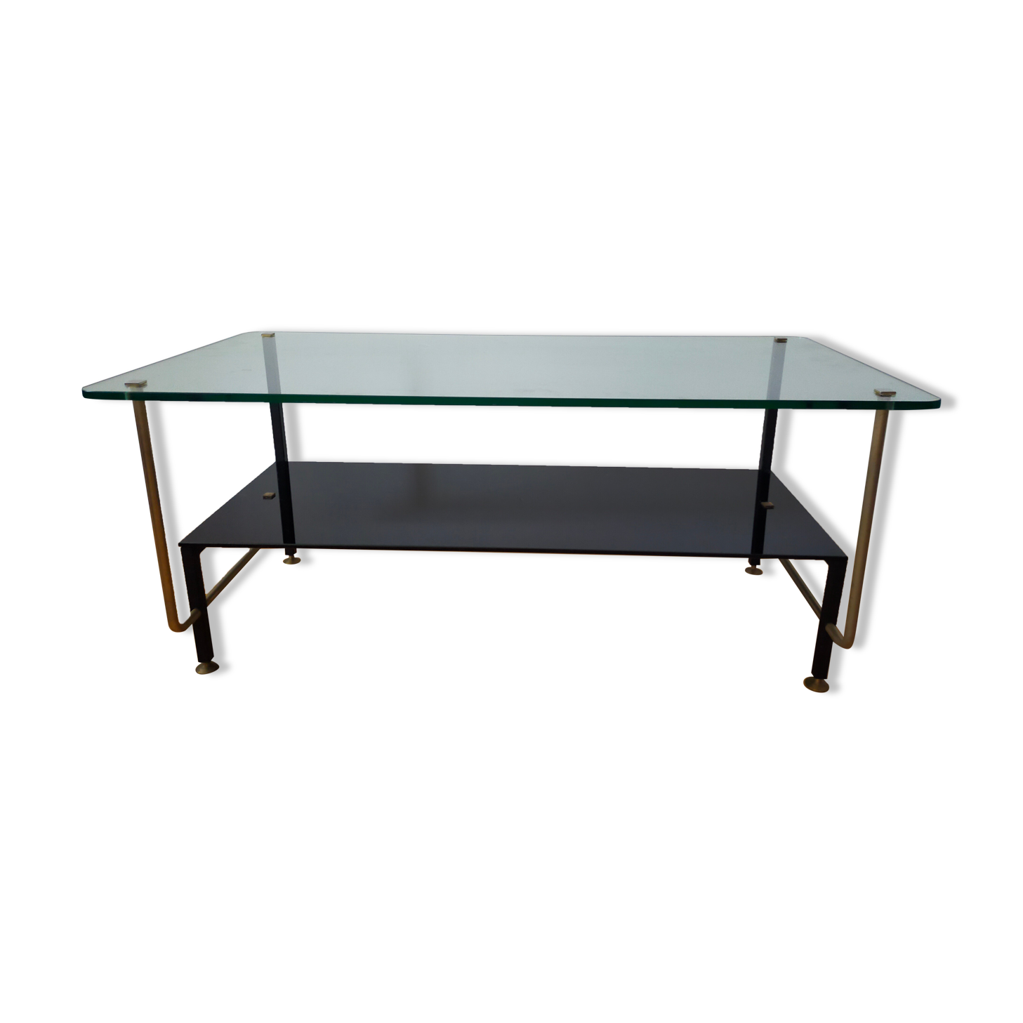 Coffee table design 50s vintage glass and brass