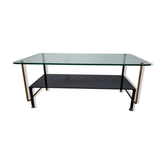 Coffee table design 50s vintage glass and brass