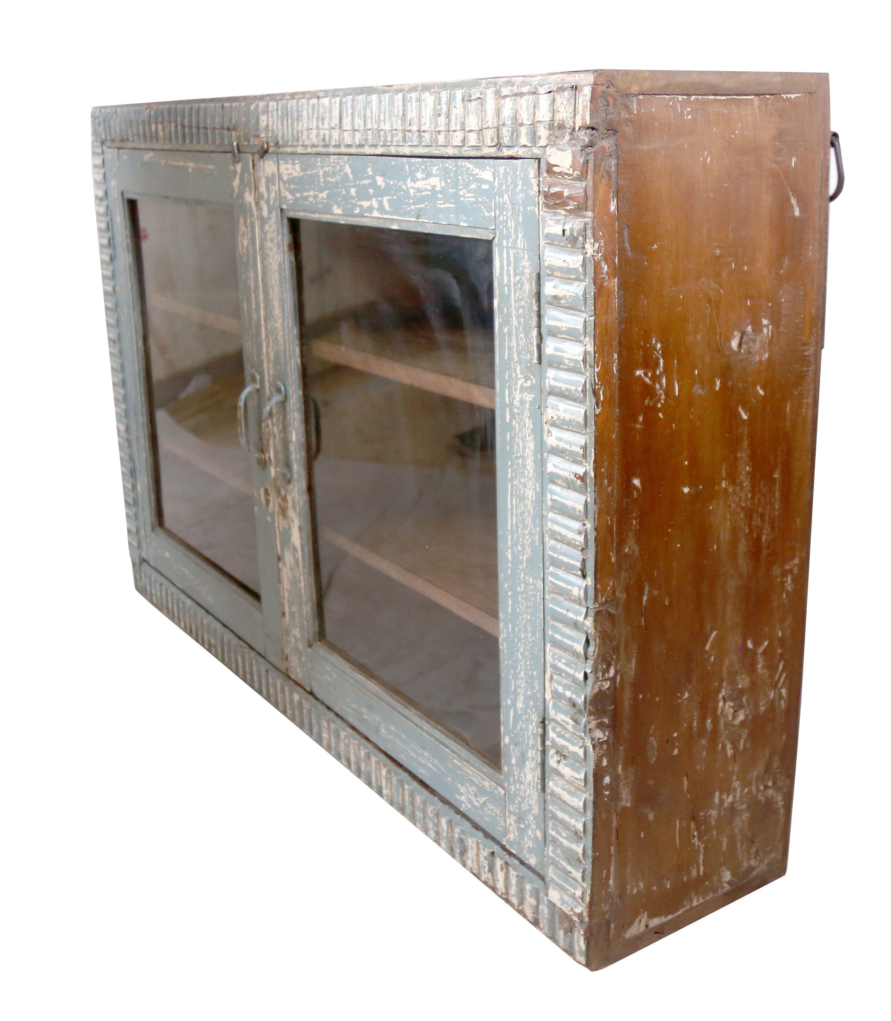 Vitrine murale en teck birman ancien