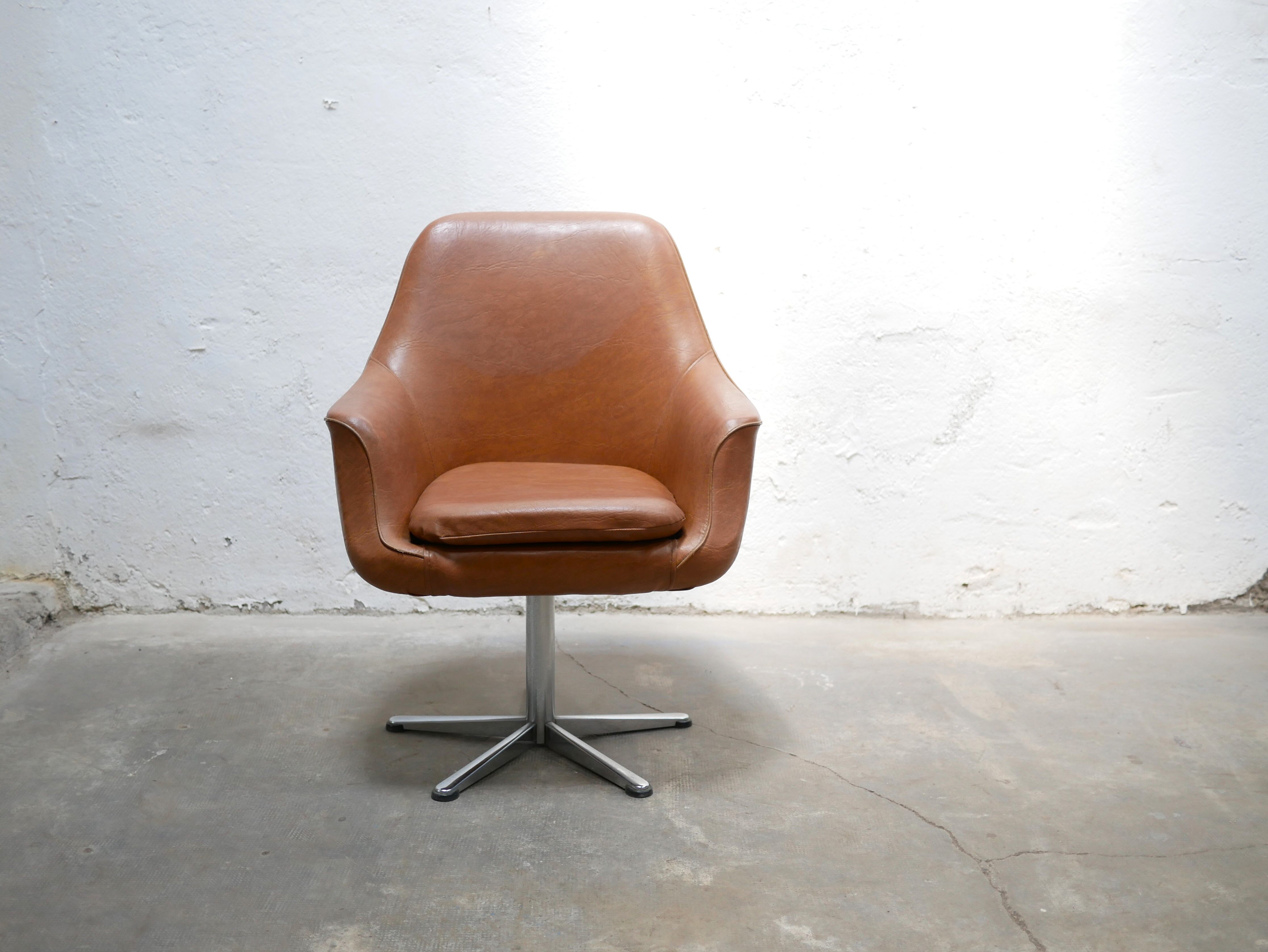 Vintage swivel desk chair in imitation leather