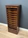 Antique mahogany roll-top filing cabinet with 10 drawers