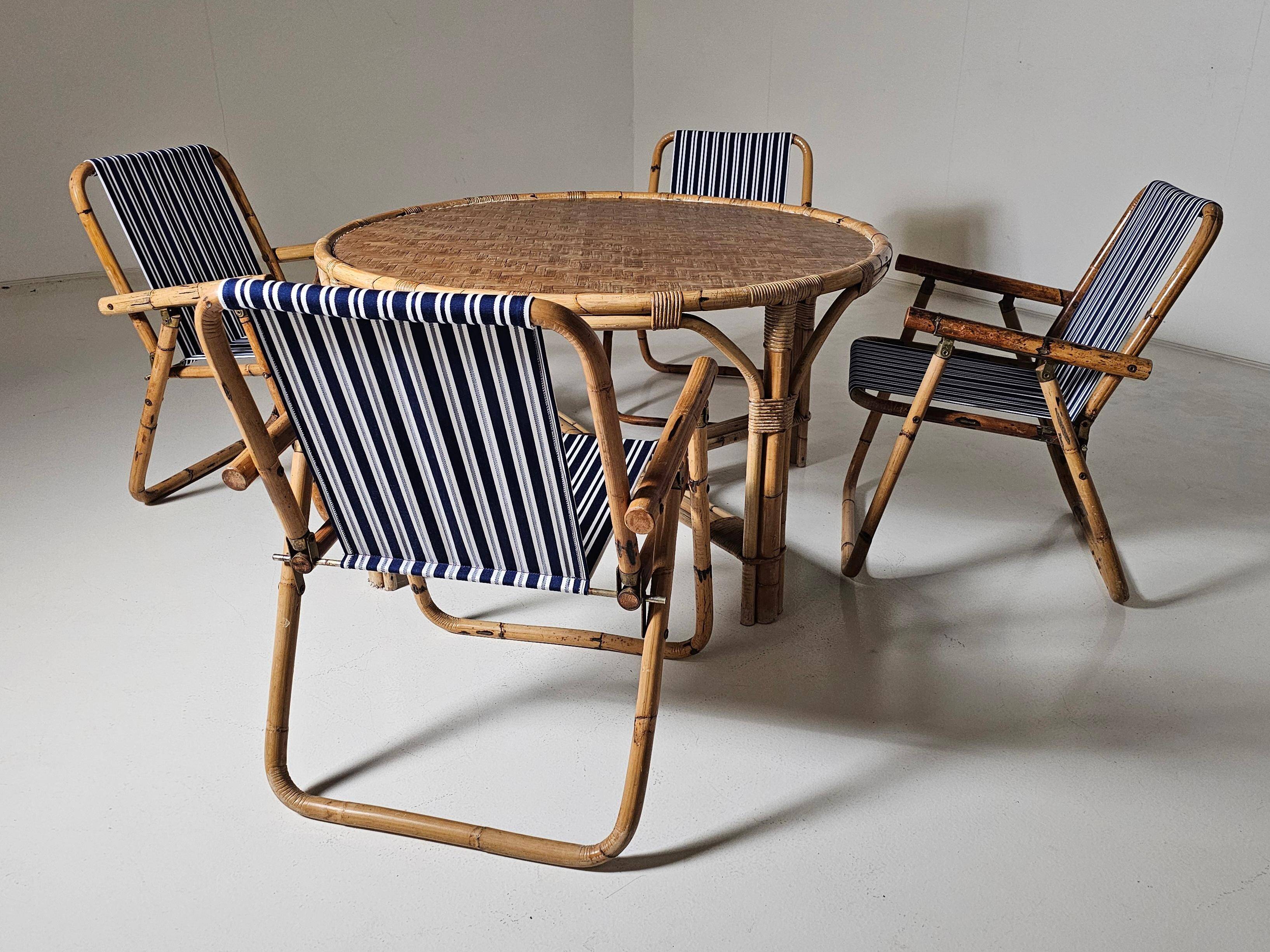 "Patio" dining set in bamboo, Italy, 1960s
