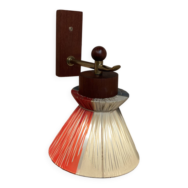 Applique teck et laiton design scandinave 1950.
