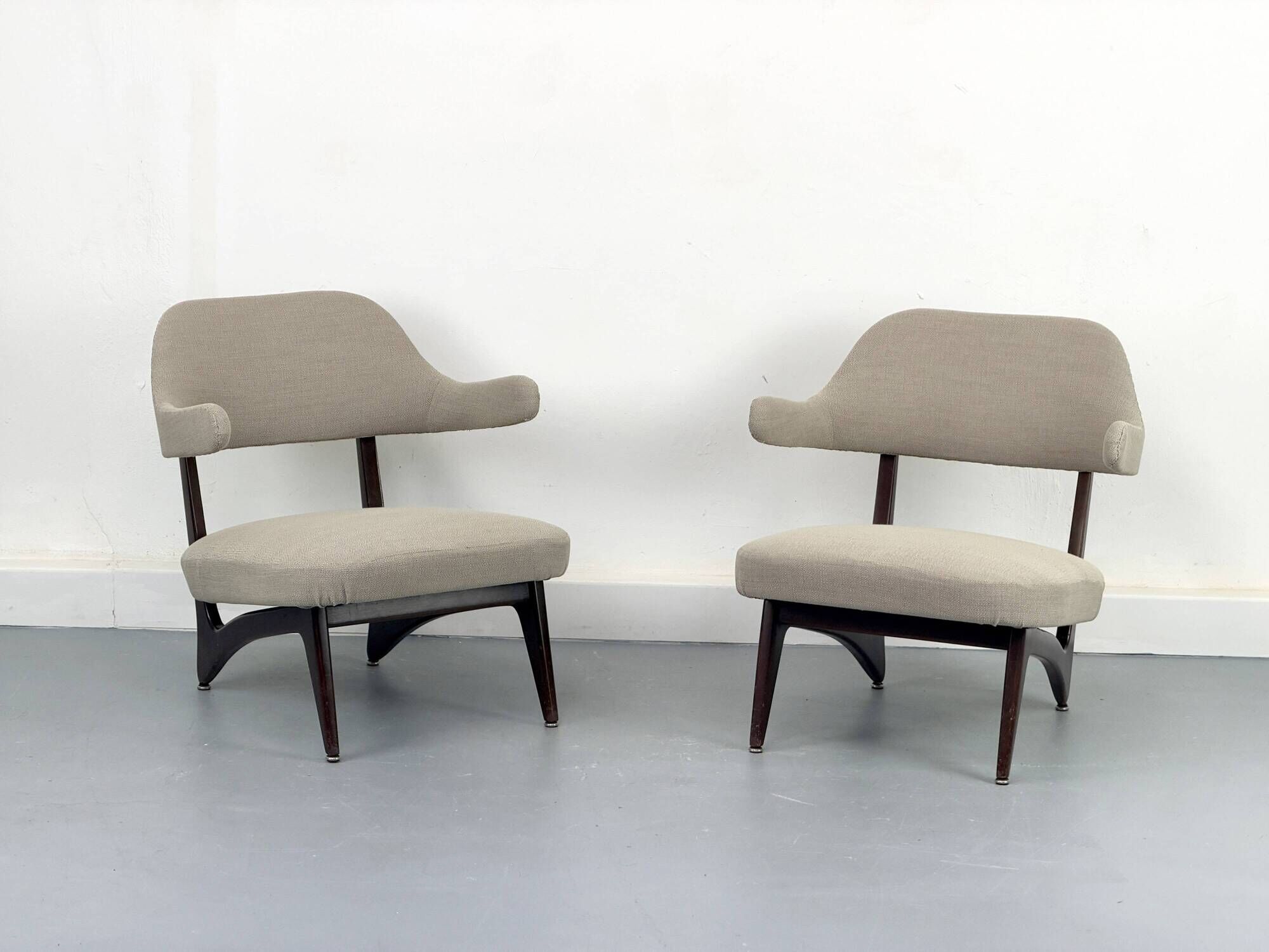 Lounge chairs with new fabric, 1950s, Set of 2