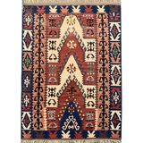 Antique Turkish Kilim Rug: Handwoven Wool Tribal Flatweave 190x106 cm