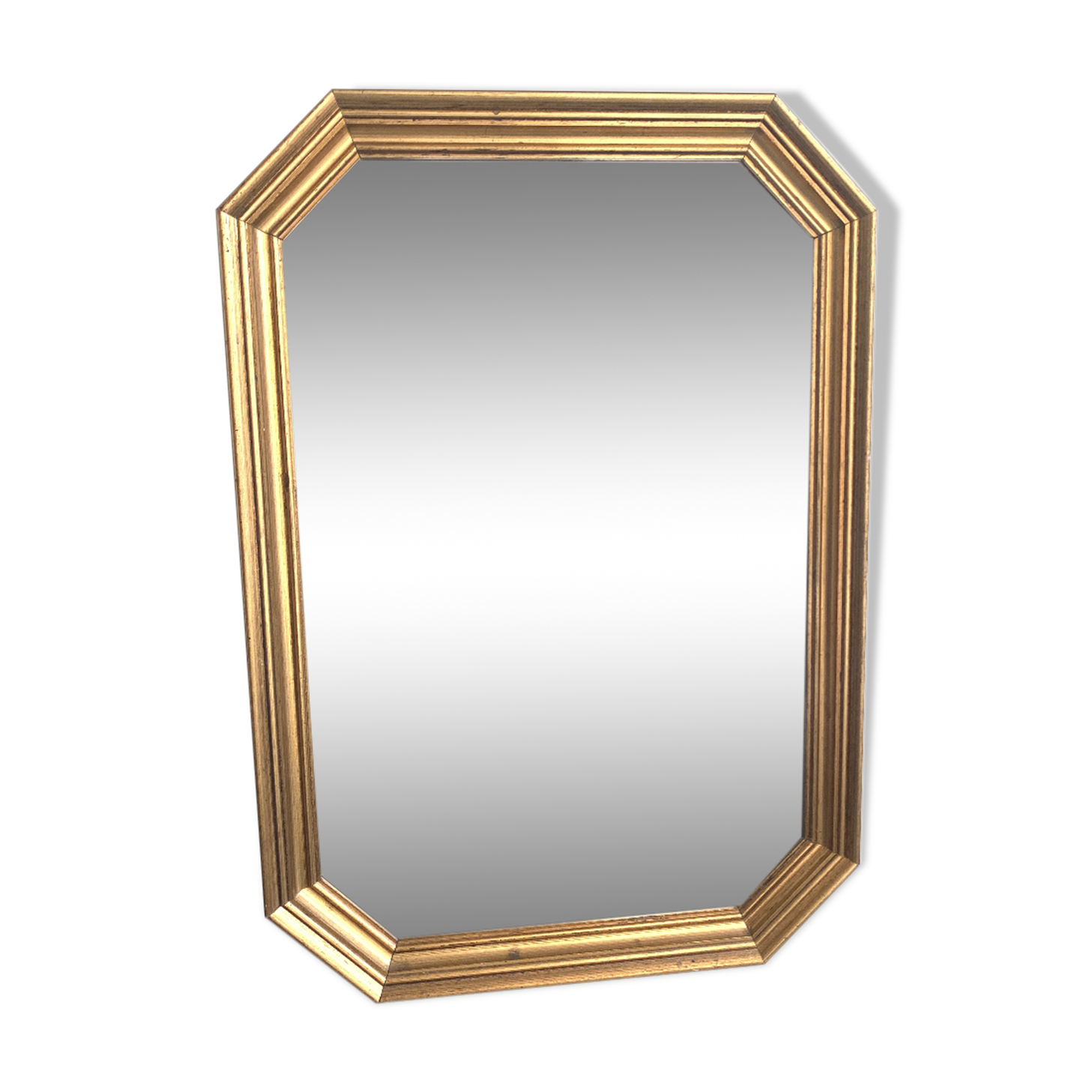 Beveled gold wood mirror