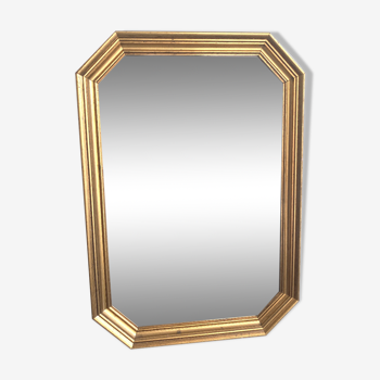 Beveled gold wood mirror