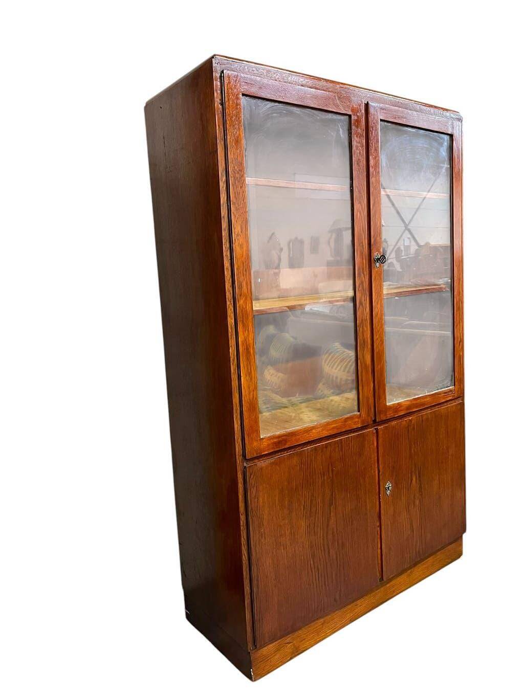 Vintage wooden shallow pharmacy cabinet/laboratory cabinet.