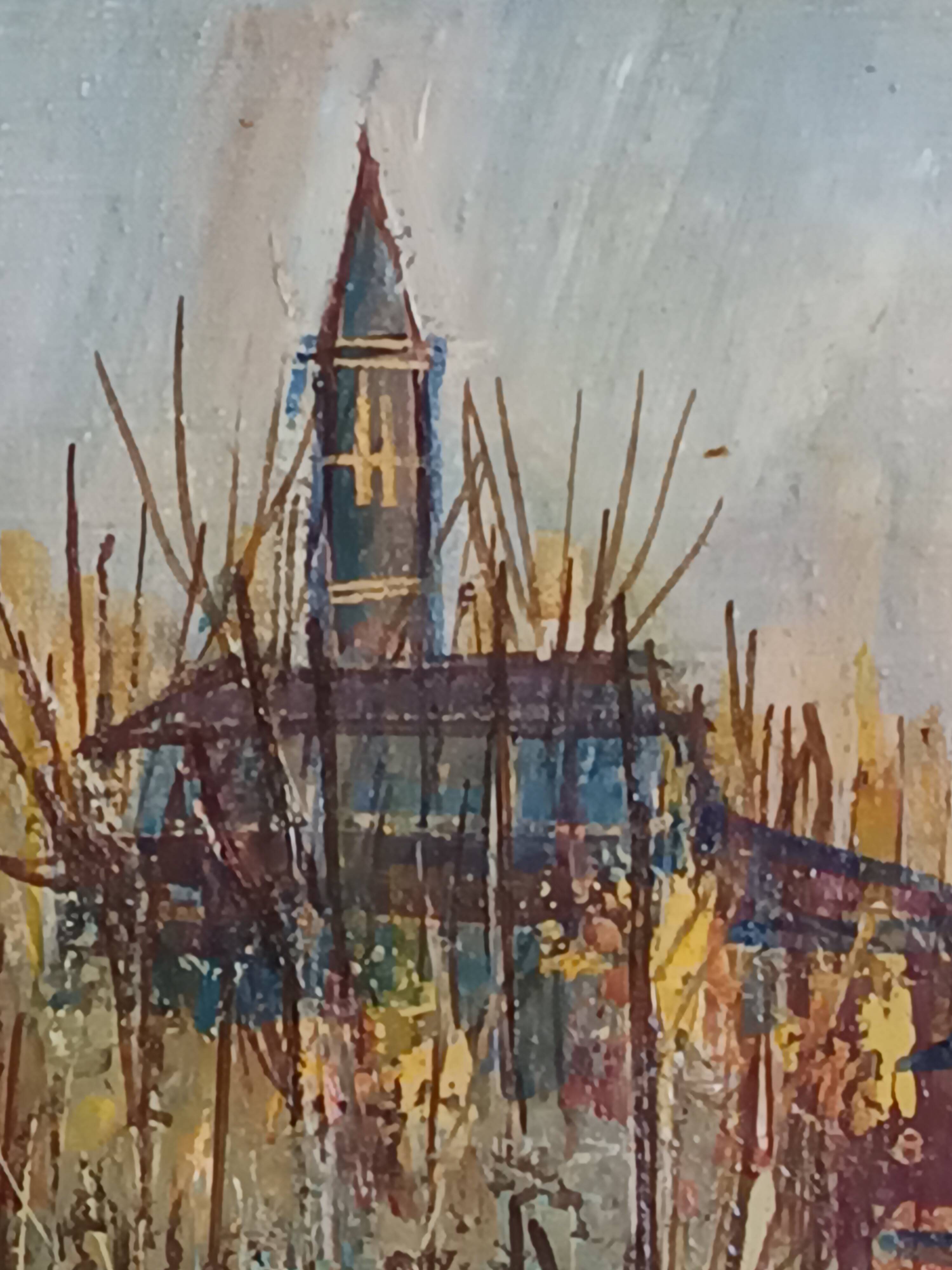 oil on canvas signed César Belotti (1914-1995) village autumn period